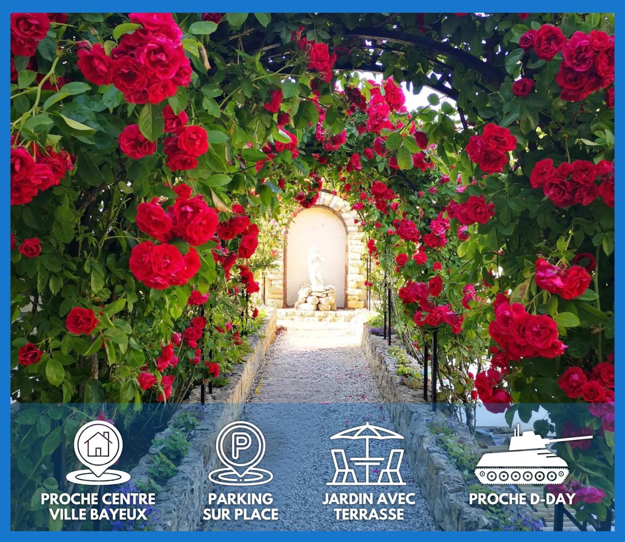 La Roseliere Maison Plain Pied Confortable Belle Decoration Jardin Magnifique 10 Mn A Pied Centre Ville Bayeux Proche Plages Du Debarquement Ngoại thất bức ảnh